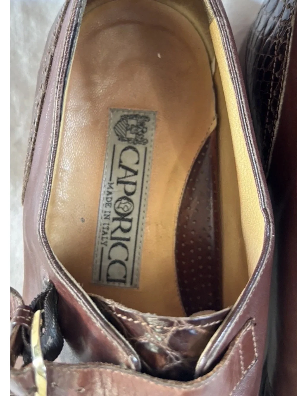 Caporicci Men’s 10 Genuine Alligator Leather Double Monk Strap Shoes Italy